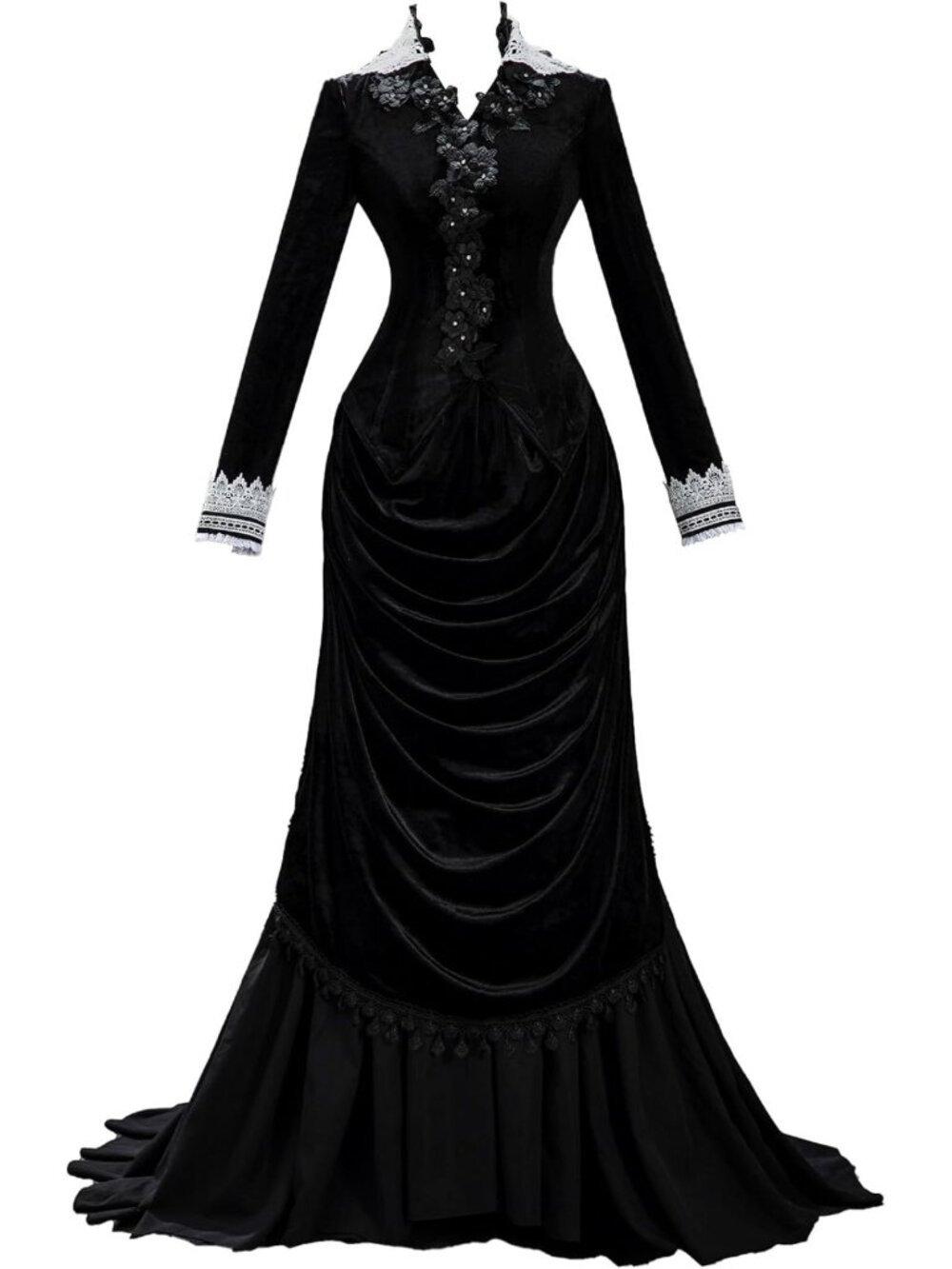 Gothic Velvet Renaissance Dress Set | Medieval Bustle Top & Skirt | Dark Style